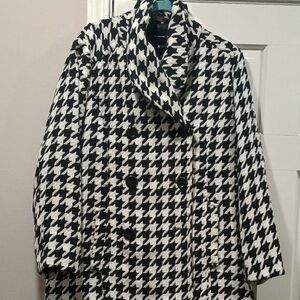 Rampage Black and White Houndstooth Pea Coat